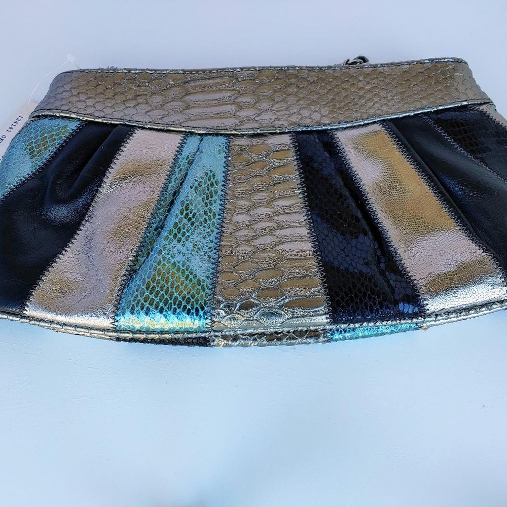 Faux Snake Skin and Leather clutch